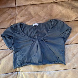 Free people movement crop top grey cotton stretch medium baby tee